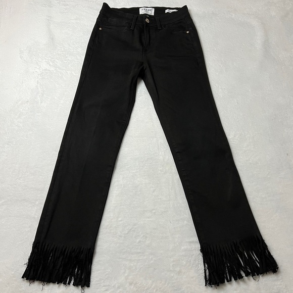 Frame Le High Straight Fringe Hem Jeans Size 26 - Picture 3 of 10
